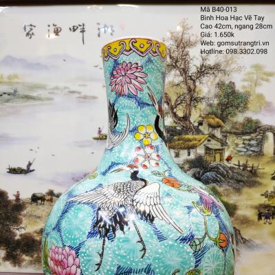 Bình vẽ tay Hoa Hạc